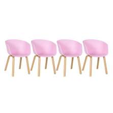 Kit 4 cadeiras de jantar cozinha Cassia Rosa