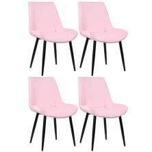 Kit 4 cadeiras estofadas design industrial Chicago Rosa claro