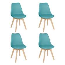 Kit 4 cadeiras jantar cozinha Leda Eames com assento estofado Tiffany