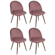 Kit 4 cadeiras jantar estofada Maite Sedona veludo Rosa claro