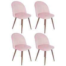 Kit 4 cadeiras jantar estofada Maite Sedona veludo Rosa light