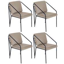 Kit 4 poltronas cadeiras estofada Bergen nórdico escandinavo Nude