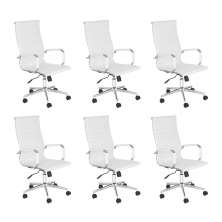 Kit 6 Cadeiras escritório Esteirinha Diretor Home office - Branco