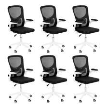 Kit 6 Cadeiras escritório rodizio office Bytes Preto