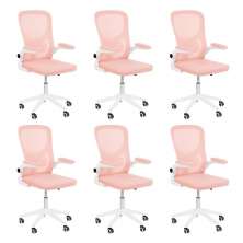 Kit 6 Cadeiras escritório rodizio office Bytes Rosa claro