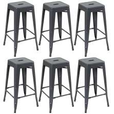 Kit 6 banquetas altas Iron Tolix 76 cm Cinza Escuro