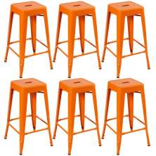 Kit 6 banquetas altas Iron Tolix 76 cm Laranja