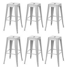Kit 6 banquetas altas Iron Tolix 76 cm Prata bancada cozinha bar Prata