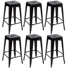 Kit 6 banquetas altas Iron Tolix 76 cm Preto semibrilho