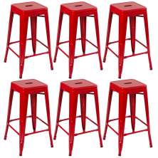 Kit 6 banquetas altas Iron Tolix 76 cm Vermelho