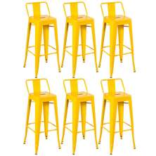 Kit 6 banquetas altas Iron Tolix com encosto 76 cm Amarelo