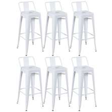 Kit 6 banquetas altas Iron Tolix com encosto 76 cm Branco