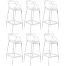 Kit 6 banquetas altas Masters Allegra 76 cm Branco
