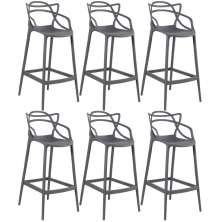 Kit 6 banquetas altas Masters Allegra 76 cm Cinza escuro