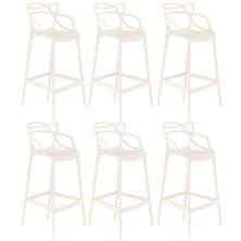 Kit 6 banquetas altas bancada cozinha Masters Allegra Creme