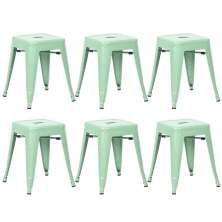 Kit 6 banquetas baixas Iron Tolix 45 cm Verde Claro