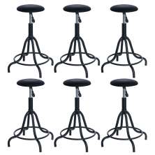 Kit 6 banquetas estofadas cozinha industrial Loft giratória West Preto