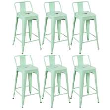 Kit 6 banquetas médias Iron Tolix com encosto 66 cm Verde Claro