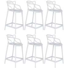 Kit 6 banquetas médias Masters Allegra 66 cm Branco