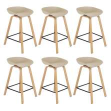 Kit 6 banquetas médias bancada cozinha Cassia BD 66 cm Nude