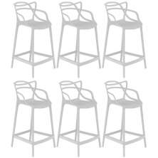 Kit 6 banquetas médias bancada cozinha Masters Allegra 66 cm Cinza Claro