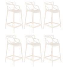Kit 6 banquetas médias bancada cozinha Masters Allegra 66 cm Creme