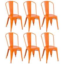 Kit 6 cadeiras Iron Tolix design indutrial jantar cozinha Laranja