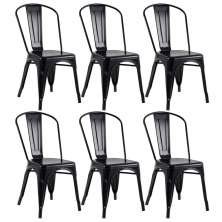 Kit 6 cadeiras Iron Tolix design indutrial jantar cozinha Preto semibrilho