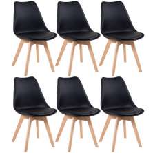Kit 6 cadeiras Leda com assento estofado Preto
