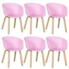 Kit 6 cadeiras de jantar cozinha Cassia Rosa