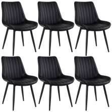 Kit 6 cadeiras estofadas design industrial Chicago Preto