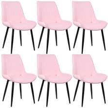 Kit 6 cadeiras estofadas design industrial Chicago Rosa claro