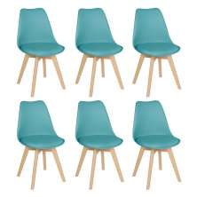 Kit 6 cadeiras jantar cozinha Leda Eames com assento estofado Tiffany