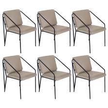 Kit 6 poltronas cadeiras estofada Bergen nórdico escandinavo Nude