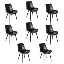 Kit 8 Cadeiras Estofada Detroit Preto