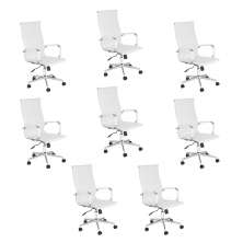 Kit 8 Cadeiras escritório Esteirinha Diretor Home office - Branco