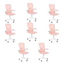 Kit 8 Cadeiras escritório rodizio office Bytes Rosa claro