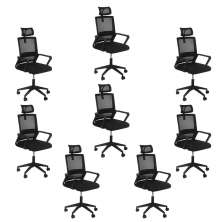 Kit 8 Cadeiras escritório rodizio office Confort Preto