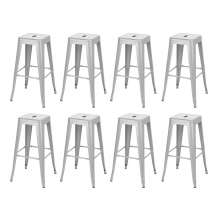 Kit 8 banquetas altas Iron Tolix 76 cm Prata bancada cozinha bar Prata