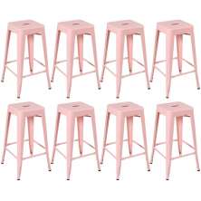 Kit 8 banquetas altas Iron Tolix 76 cm Rosa antigo