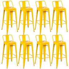 Kit 8 banquetas altas Iron Tolix com encosto 76 cm Amarelo