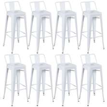 Kit 8 banquetas altas Iron Tolix com encosto 76 cm Branco