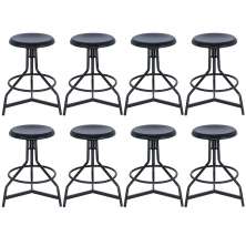 Kit 8 banquetas altas cozinha industrial loft aço giratória York Preto