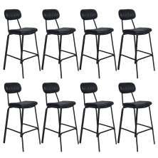 Kit 8 banquetas altas estofadas industrial retro Boston Preto