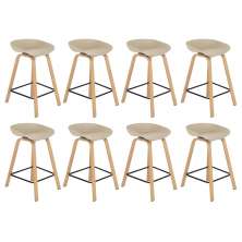 Kit 8 banquetas médias bancada cozinha Cassia BD 66 cm Nude