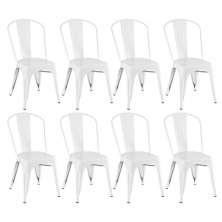 Kit 8 cadeiras Iron Tolix design indutrial jantar cozinha Branco