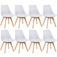 Kit 8 cadeiras Leda com assento estofado Branco