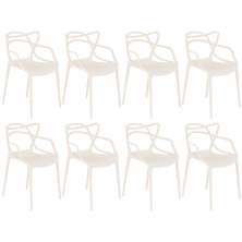 Kit 8 cadeiras design jantar cozinha Masters Allegra Creme