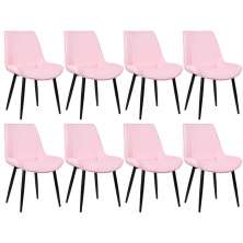 Kit 8 cadeiras estofadas design industrial Chicago Rosa claro