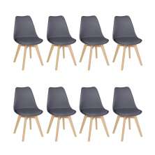 Kit 8 cadeiras jantar cozinha Leda Eames com assento estofado Fendi